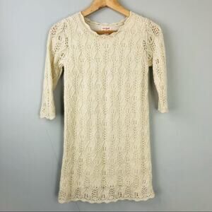 Cat & Jack Girls Cream Metallic Knit Sweater Dress Large 10/12
